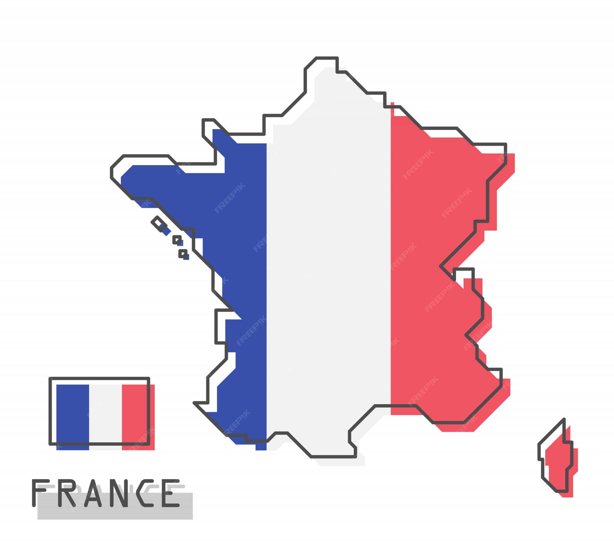 France Map With Flag Premium Vector | France Map And Flag
