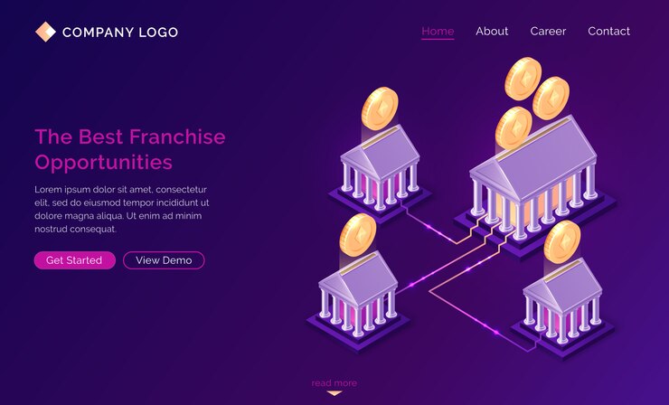 Free Vector franchise opportunities isometric landing page