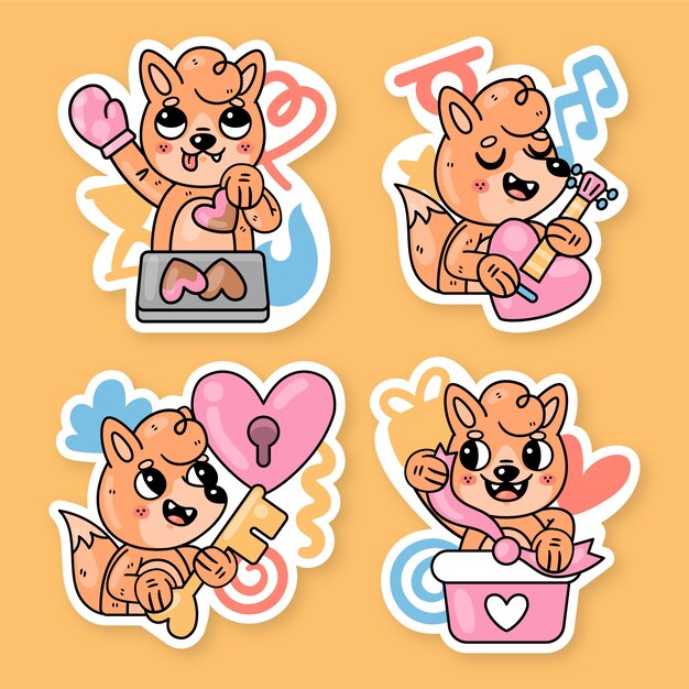 Fred the fox love stickers