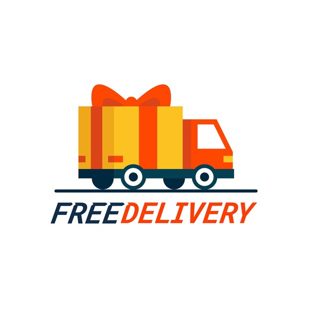 Free delivery concept a delivery truck with gift box