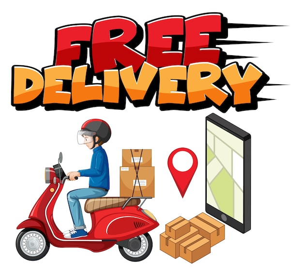 Free vector free delivery logo with bike man or courier