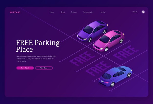 Free parking place banner