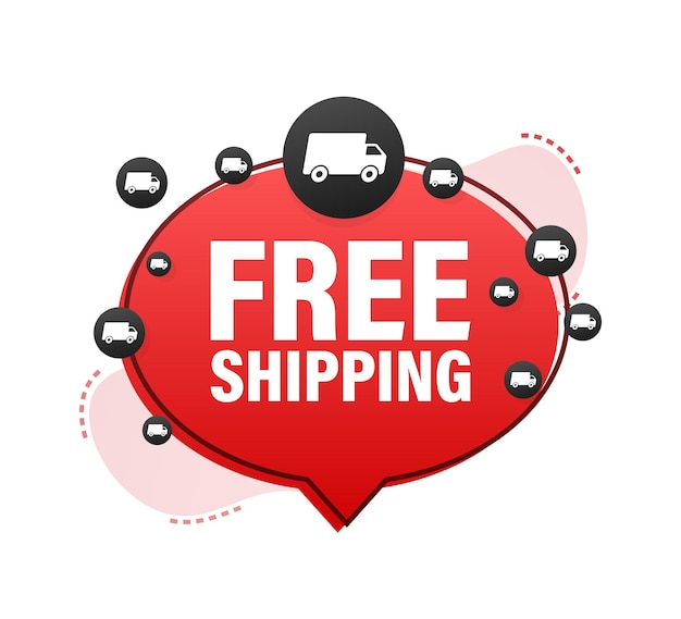 Free shipping banner. badge with truck. vector stock illustrtaion. Premium Vector