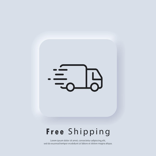 Free shipping icon. free delivery. badge with truck. vector. ui icon. neumorphic ui ux white user interface web button. neumorphism