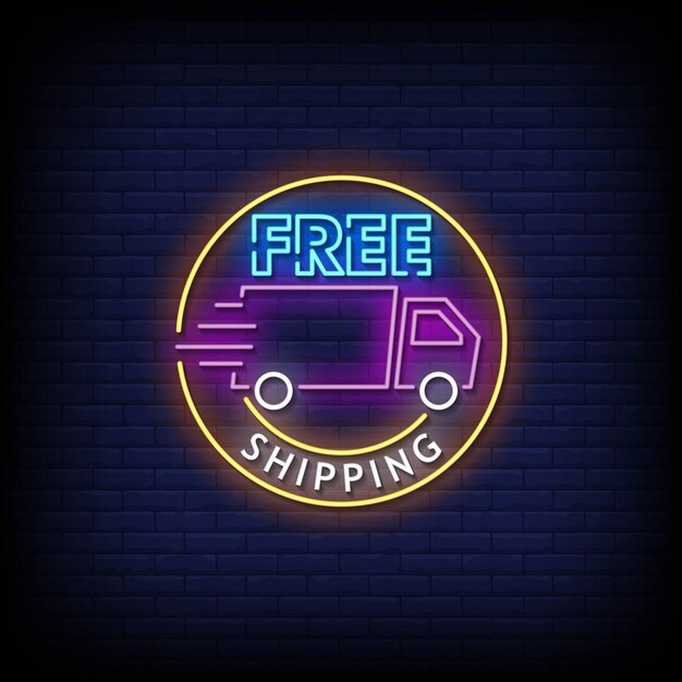 Free shipping neon signs style text vector