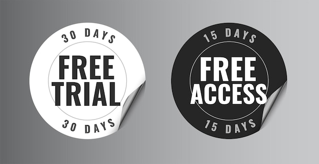 Free vector free strial sticker labels in black and white color