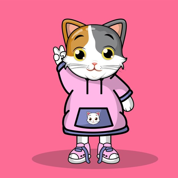 無料のベクトルかわいい猫のキャラクターのベクトル図