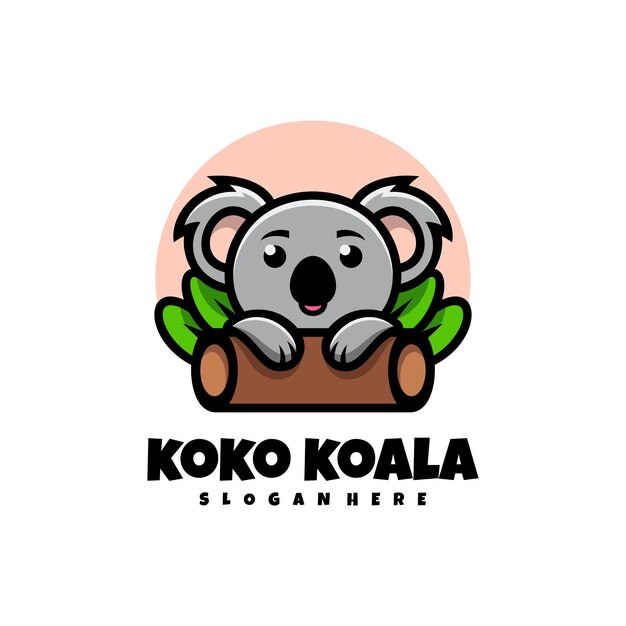 свободный вектор коко коала талисман дизайн логотипа