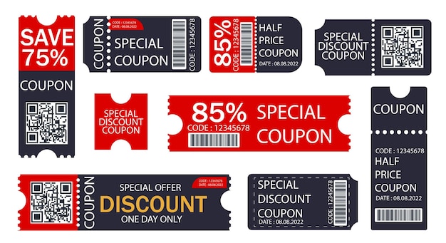 Free vector modern coupon sale label collection with flat design