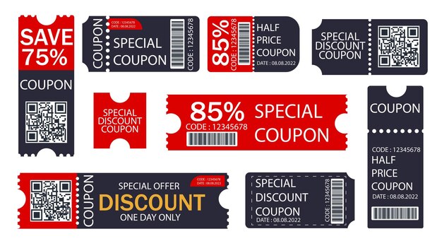 Free vector modern coupon sale label collection with flat design