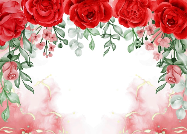 空白の自由バラ赤い花フレーム背景