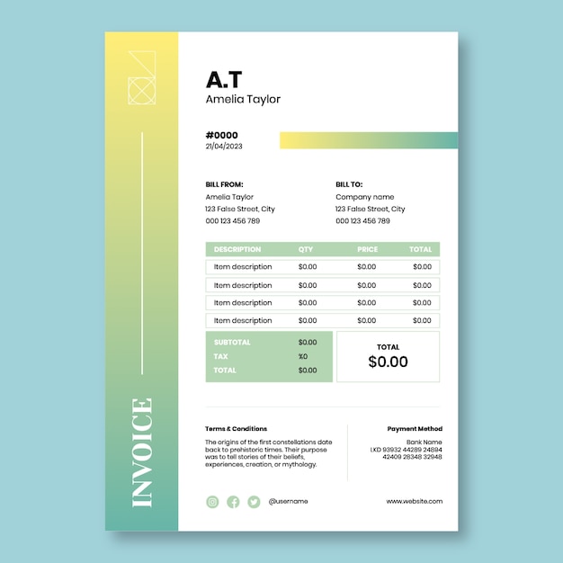 Дизайн шаблона счета-фактуры фрилансера