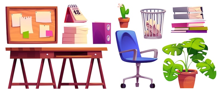 Free Vector freelance or remote work interior for flat vector
