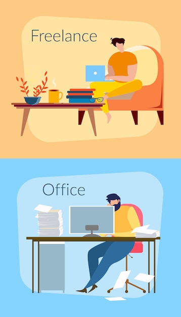 Free vector freelancer man at home with notebook