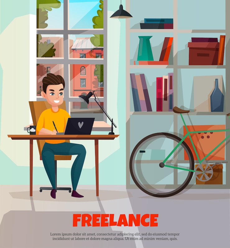Free Vector freelancer during work template