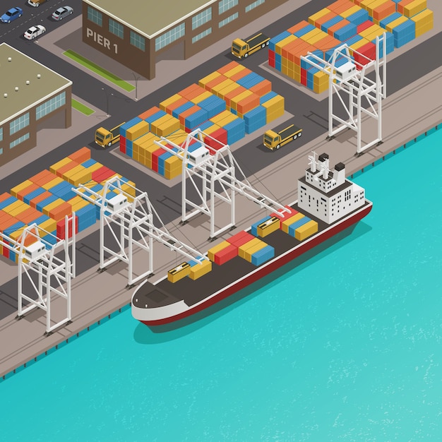 Vettore gratuito cargo merci al porto