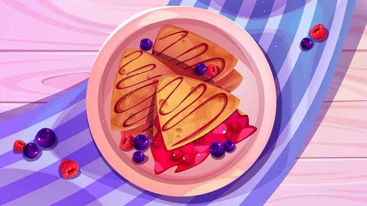 Free Vector french breakfast setting with crepe suzette