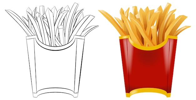Бесплатное векторное изображение Картофель фри в красно-белых контейнерах