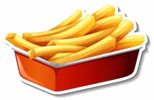 Free vector french fries in paper tray in cartoon style