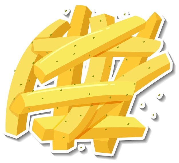 Free vector french fries sticker on white background