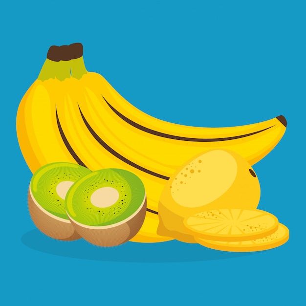 Banane fresche e kiwi con guava