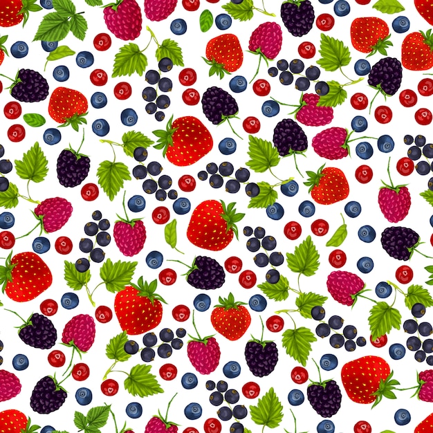 Free vector fresh berries seamless pattern