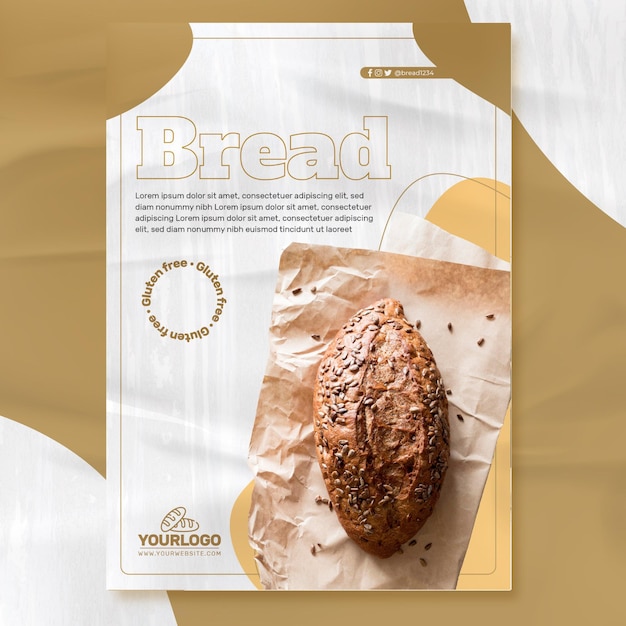 Бесплатное векторное изображение Шаблон флаера со свежим хлебом