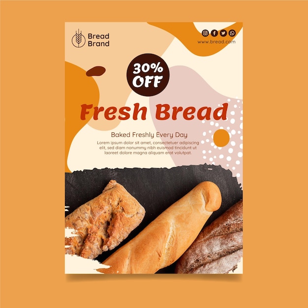 Free vector fresh bread poster template