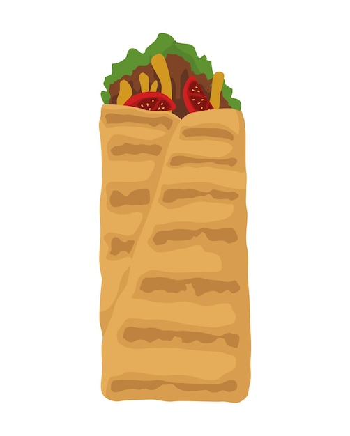 Vettore gratuito disegno isolato icona fast food burrito fresco