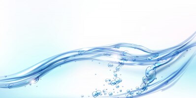Vettore gratuito onda di acqua pulita fresca con bolle e gocce