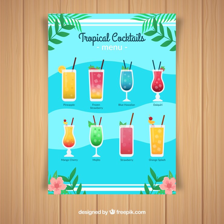 Free Vector fresh cocktail menu
