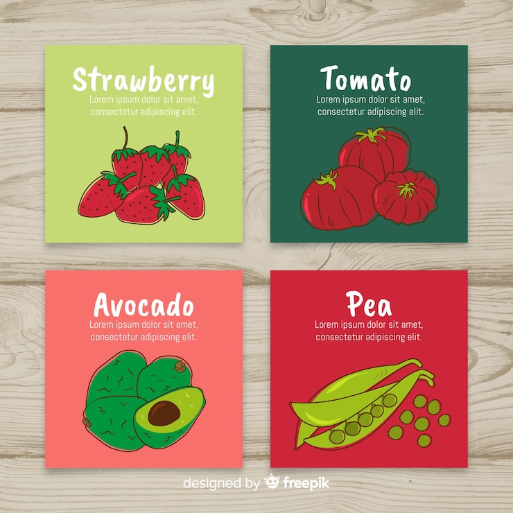 Free Vector fresh food card set
