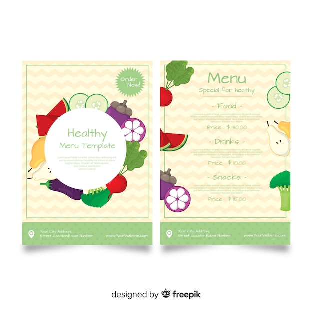 Free vector fresh food menu template