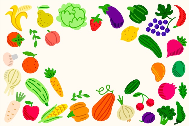 Free vector fresh fruit and vegetables background