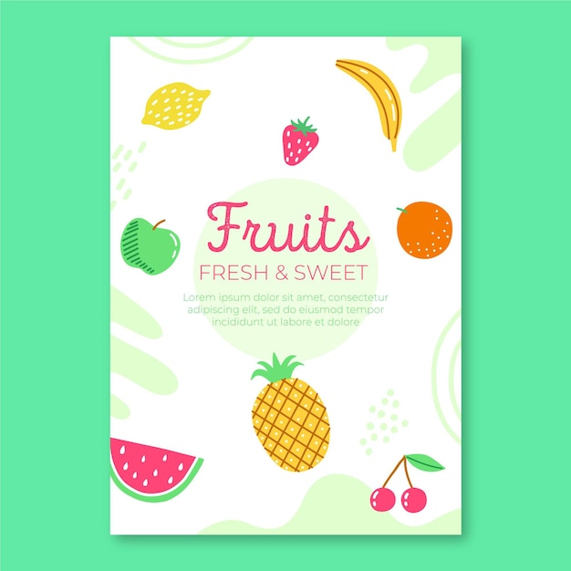 Free vector fresh fruits flyer template