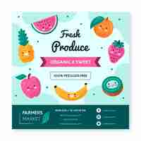 Free vector fresh fruits flyer template