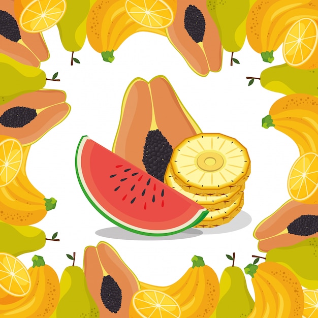 Free vector fresh fruits healthy food