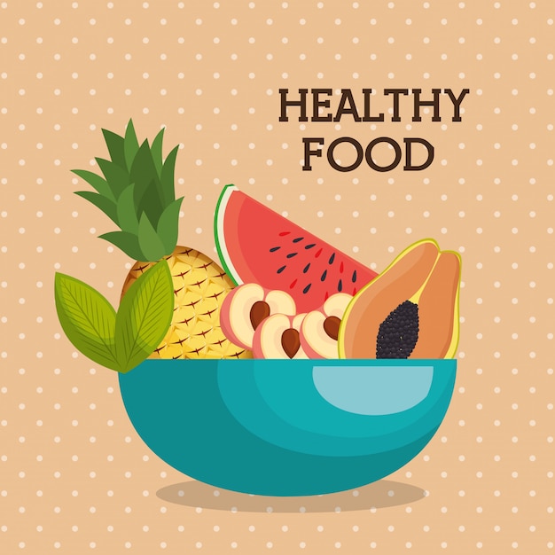 Free vector fresh fruits healthy food