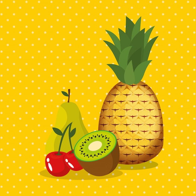 Free vector fresh fruits healthy food