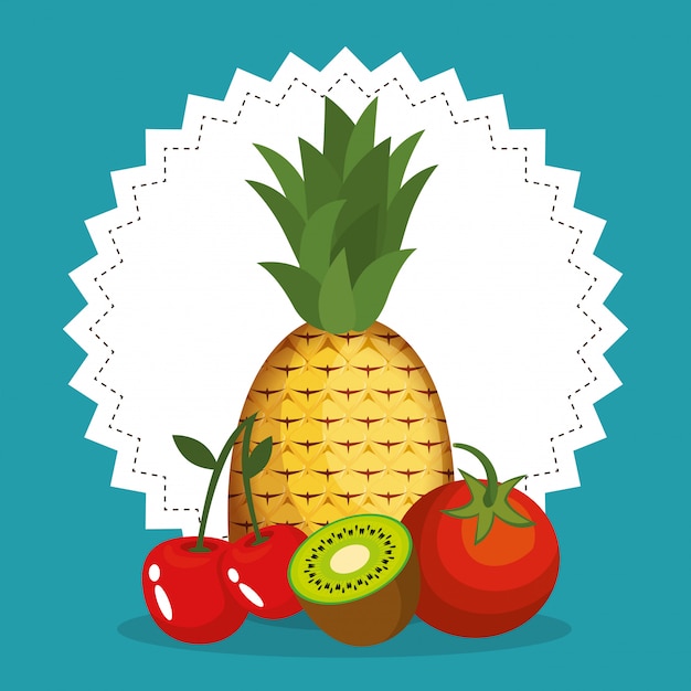 Free vector fresh fruits healthy food