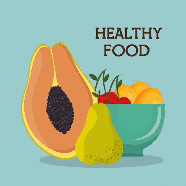 Free vector fresh fruits healthy food