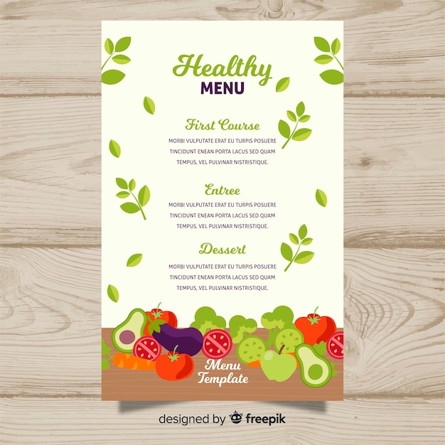 Free vector fresh fruits and vegetables menu template