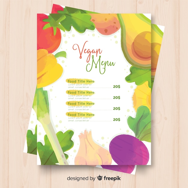 Fresh fruits and vegetables menu template