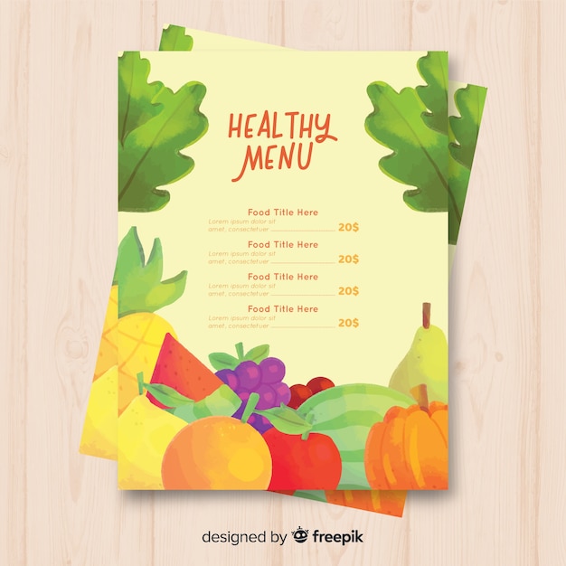 Fresh fruits and vegetables menu template