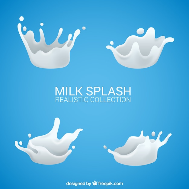 Fresh milk splashes collection in realistic style