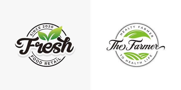 Fresh natural food logo collections template