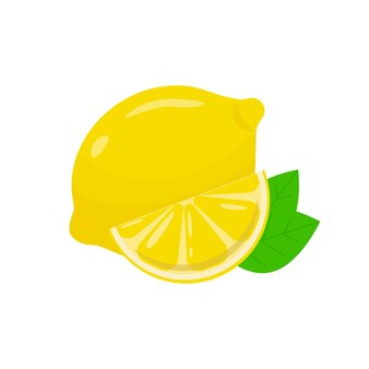 Fresh natural lemons whole half slice wedge graphic illustrations isolated on white background