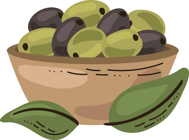 Vettore gratuito ciotola di olive biologiche fresche