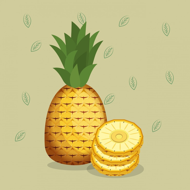 Free Vector fresh pineapples healthy food