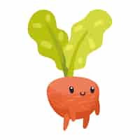Vettore gratuito personaggio comico di verdure di ravanello fresco